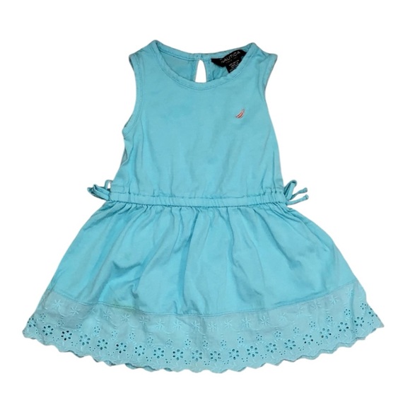 Nautica Other - Nautica sky blue tank dress with eyelet scalloped bottom & adjustable waist, 18M